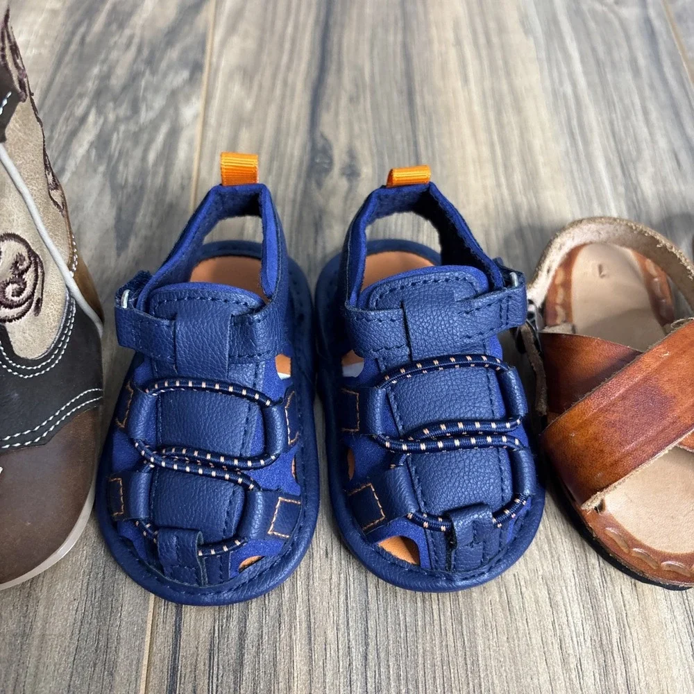 Lot Of 3 Baby Sandler / Western Boots Size 0-3 Month Mixed Styles And Brands EUC
